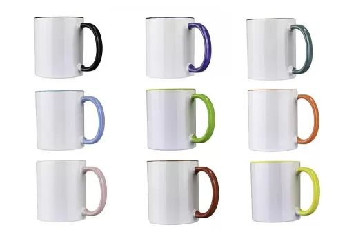 White Mug With Colored Handle & Inner